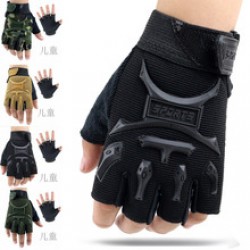 Children seal half-finger outdoor mountain bike rides in spring, summer and autumn for 5 to 13 weeks, short-finger sun protection and anti-slip gloves