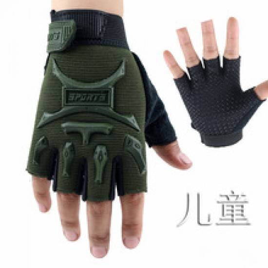 Children seal half-finger outdoor mountain bike rides in spring, summer and autumn for 5 to 13 weeks, short-finger sun protection and anti-slip gloves Children seal half-finger outdoor mountain bike rides in spring, summer and autumn for 5 to 13 weeks, short-finger sun protection and anti-slip gloves