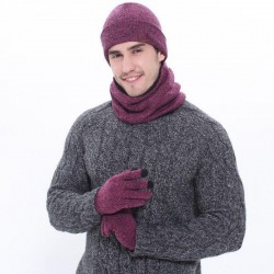 Cross-border Winter Amazon European And American Wool Scarf Thickened Warm Knitted Hat Scarf Gloves Three-piece Set