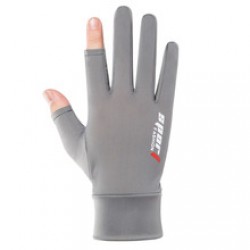 Two fingers exposed, ice thread gloves, silicone sun protection, half finger exposed, cycling, men's and women's manicures, summer sun protection and anti-slip, driving, fishing