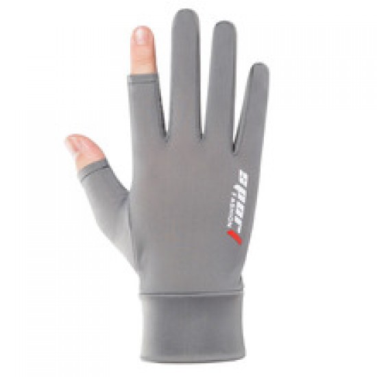 Two fingers exposed, ice thread gloves, silicone sun protection, half finger exposed, cycling, men's and women's manicures, summer sun protection and anti-slip, driving, fishing Two fingers exposed, ice thread gloves, silicone sun protection, half finger exposed, cycling, men's and women's manicures, summer sun protection and anti-slip, driving, fishing