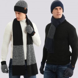 Cross-border Autumn And Winter Thickened Wool Cap Warm Suit New Men's And Women's Hat Scarf Gloves Three-piece Gift In Stock