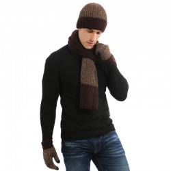 Cross-border Autumn And Winter Thickened Wool Cap Warm Suit New Men's And Women's Hat Scarf Gloves Three-piece Gift In Stock
