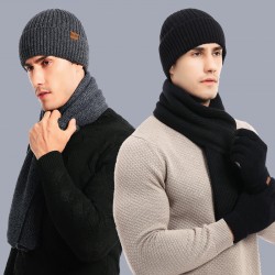 Europe And The United States Cross-border Autumn And Winter Warm Suit Mixed Color Knitted Wool Thickened Hat Scarf Gloves Three Manufacturers In Stock