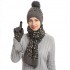 European And American Autumn And Winter Knitted Hat Suit Amazon New Female Leopard Warm Wool Hat Scarf Gloves Three-piece Set
