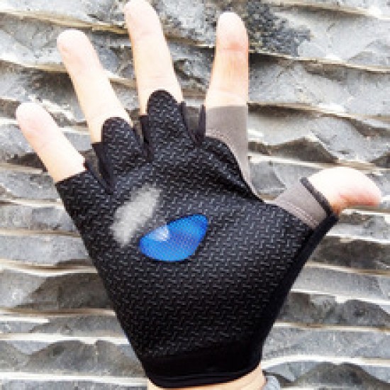 Half-finger gloves, outdoor cycling, summer sun protection, yoga, driving, shock absorption, anti-slip, silicone disc mesh, breathable design