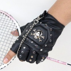 Male export of skull half-finger leather gloves