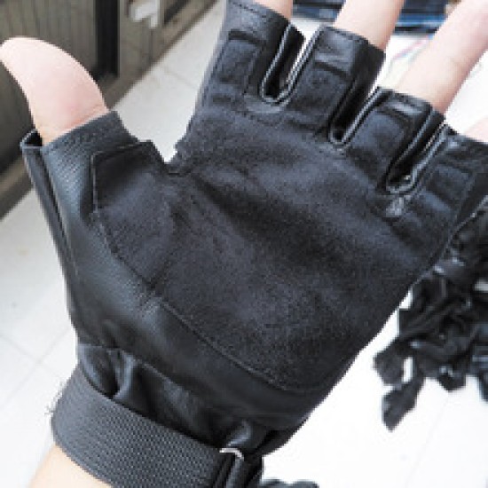 Leather half-finger gloves, sheepskin men's driving sports, suede palm design, cycling tactics, casual fitness gloves Leather half-finger gloves, sheepskin men's driving sports, suede palm design, cycling tactics, casual fitness gloves