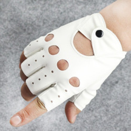 Men's leather half-finger gloves, street dance half-thin PU performance dance leather gloves, outdoor cycling sports gloves Men's leather half-finger gloves, street dance half-thin PU performance dance leather gloves, outdoor cycling sports gloves