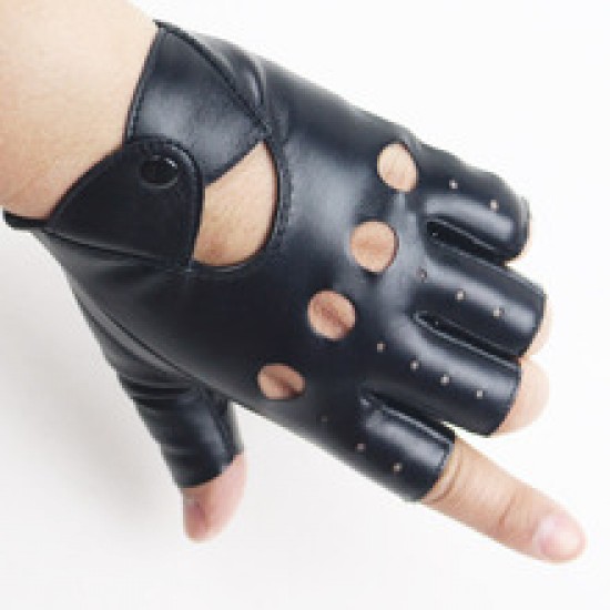 Men's leather half-finger gloves, street dance half-thin PU performance dance leather gloves, outdoor cycling sports gloves Men's leather half-finger gloves, street dance half-thin PU performance dance leather gloves, outdoor cycling sports gloves