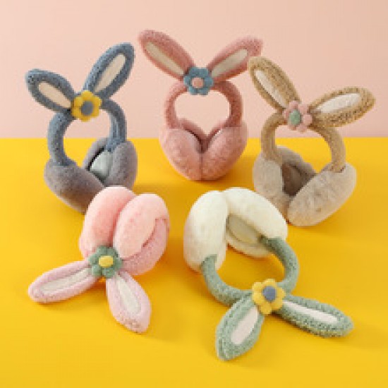 Folding ear cups with winter fleece, cute rabbit, warm and cozy ears, solid color new style, soft, windproof and frost-proof ears Folding ear cups with winter fleece, cute rabbit, warm and cozy ears, solid color new style, soft, windproof and frost-proof ears