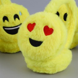 Cute smiling face ear cups, plush children's warm ear tips, telescopic ear cups, cartoon children's ear protection
