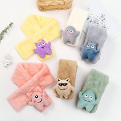 Children's scarves, plush imitation rabbit fur, autumn and winter boys and girls' scarves, thickened and warm cartoon scarves for students and babies