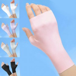 Summer sun protection gloves, half summer ice silk, half ultraviolet nail art gloves, cycling sports thin gloves