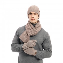 Manufacturers In Europe And The United States For Autumn And Winter Knitted Thickened Wool Cap Classic Twist For Men And Women Warm Hat Scarf Gloves Three Pieces