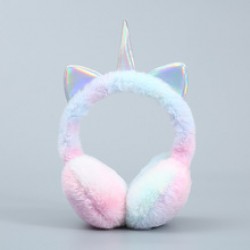 The 2021 winter new plush colorful unicorn ear cups with fleece windproof ear protection and foldable ear bags