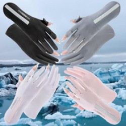 Summer sun protection gloves, flip cover, extended, cycling, fishing, men's and women's fingerless anti-slip, fitness cycling, sun protection, semi-round gloves