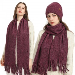 Custom Amazon European And American Autumn And Winter Fleece-lined Knitted Hat Scarf Gloves Suit Men And Women Warm Wool Three-piece Set
