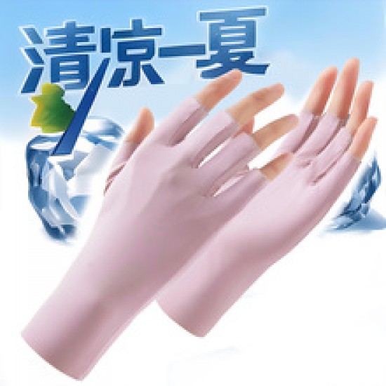 Ice silk sun-protective gloves, nail art summer half-finger gloves, cycling sports women's thin UV touch screen electric bike Ice silk sun-protective gloves, nail art summer half-finger gloves, cycling sports women's thin UV touch screen electric bike