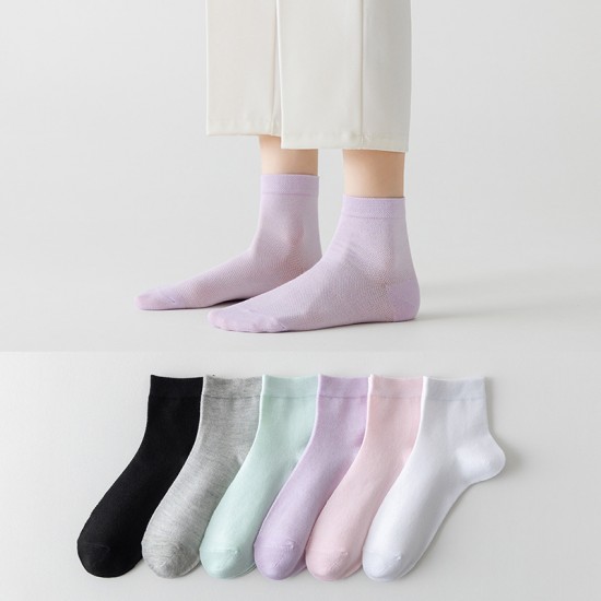Wholesale of thin socks, women's summer cotton socks with mesh breathability, solid color cotton mid-calf socks, spring and autumn cotton socks, women's socks and long socks Wholesale of thin socks, women's summer cotton socks with mesh breathability, solid color cotton mid-calf socks, spring and autumn cotton socks, women's socks and long socks