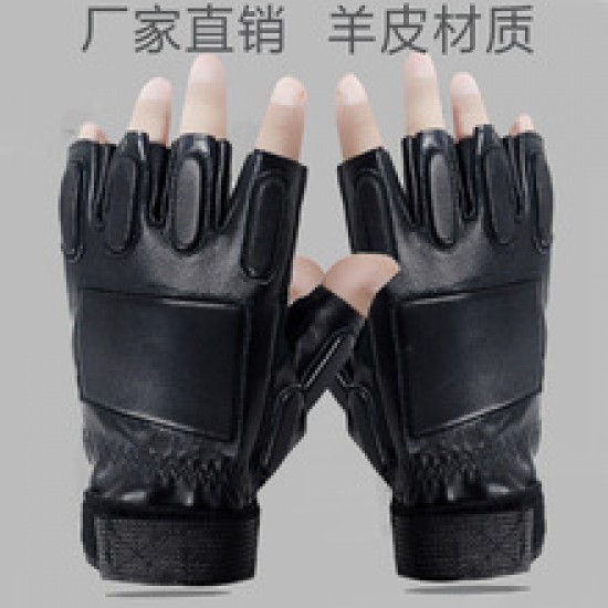 Leather half-finger gloves, sheepskin men's driving sports, suede palm design, cycling tactics, casual fitness gloves Leather half-finger gloves, sheepskin men's driving sports, suede palm design, cycling tactics, casual fitness gloves