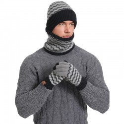 Men's Winter Warm Collar Cold Knitted Hat Cross-border Foreign Trade Scarf Kit Factory Direct Supply Wholesale