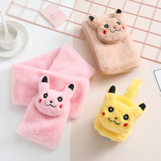 New autumn and winter strawberry thickened plush scarf hat, adult gloves and scarf integrated warm rabbit fur two-piece set