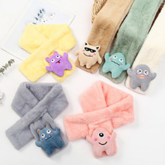 Children's scarves, plush imitation rabbit fur, autumn and winter boys and girls' scarves, thickened and warm cartoon scarves for students and babies Children's scarves, plush imitation rabbit fur, autumn and winter boys and girls' scarves, thickened and warm cartoon scarves for students and babies