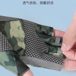 Ice silk fishing gloves for men, half-finger summer, thin, breathable, sun-proof, cut-resistant and anti-slip outdoor sea fishing gloves