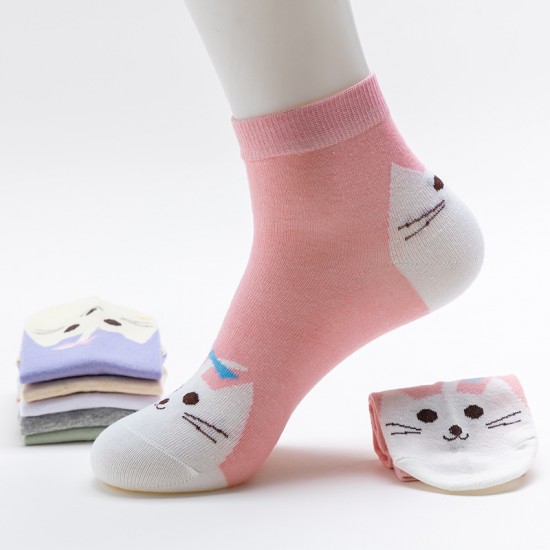 Cross-border autumn and winter collection of cat ladies' cotton mid-calf socks with cute cat faces, Instagram trendy cartoon socks, and animal cotton socks Cross-border autumn and winter collection of cat ladies' cotton mid-calf socks with cute cat faces, Instagram trendy cartoon socks, and animal cotton socks