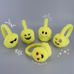 Cute smiling face ear cups, plush children's warm ear tips, telescopic ear cups, cartoon children's ear protection