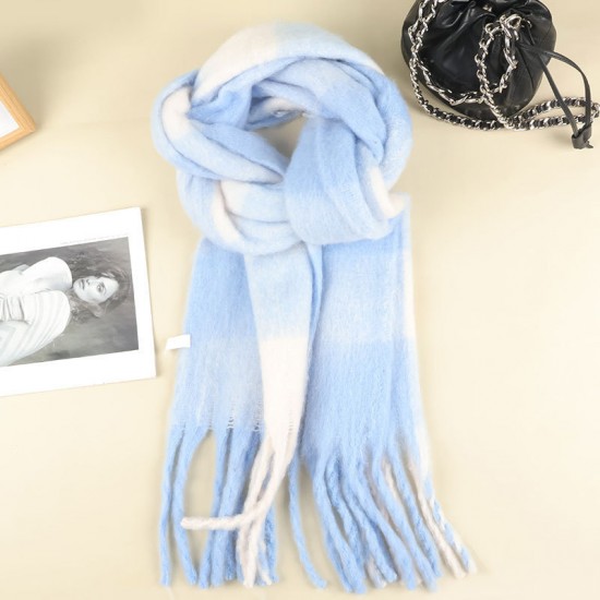 2024 New Fairy Pink gradient Korean style fringed mohair scarf, women's winter warm scarf, imitation cashmere scarf 2024 New Fairy Pink gradient Korean style fringed mohair scarf, women's winter warm scarf, imitation cashmere scarf