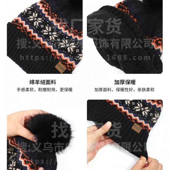 Cross-border Europe And The United States Amazon Winter New Thick Warm Ladies Snowflake Hat Gloves Scarf Three-piece Set Manufacturers Cross-border Europe And The United States Amazon Winter New Thick Warm Ladies Snowflake Hat Gloves Scarf Three-piece Set Manufacturers