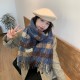 2024 New autumn and winter atmosphere checkered tassel warm scarf for men and women, thickened long scarf gift for couples 2024 New autumn and winter atmosphere checkered tassel warm scarf for men and women, thickened long scarf gift for couples
