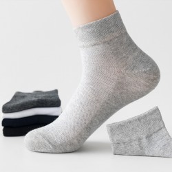 Spring and summer new men's all-cotton mesh thin boat socks, solid color simple, sweat-absorbent and breathable, pure cotton shallow socks wholesale