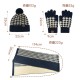 Cross-border Winter New Knitted Wool Warm Windproof Scarf Versatile Houndstooth Hat Scarf Gloves Three-piece Set Cross-border Winter New Knitted Wool Warm Windproof Scarf Versatile Houndstooth Hat Scarf Gloves Three-piece Set