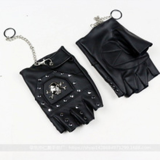 Male export of skull half-finger leather gloves Male export of skull half-finger leather gloves