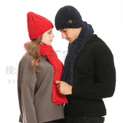 2025 Cross-border Foreign Trade Hat Men's And Women's Wool Knitted Hat Thickened Chenille Hat Scarf Gloves Three-piece Set