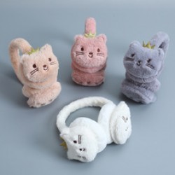 Foldable and stretchable ear tips for warmth, cute for female students. Fluffy ear cups for winter, ear caps for men, and ear protection for women, keeping the ears warm