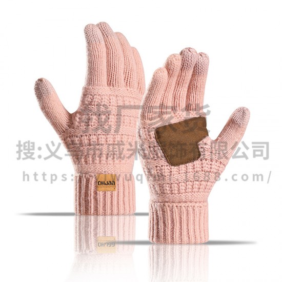 2025 Amazon New Winter Outdoor Riding Plus Warm Ladies Knitted Gloves Palm Plus Leather Non-slip Gloves 2025 Amazon New Winter Outdoor Riding Plus Warm Ladies Knitted Gloves Palm Plus Leather Non-slip Gloves