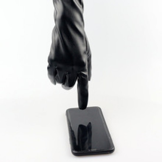 50CM touch screen leather super-long gloves, extended dancing leather jacket elbow guard, black sexy nightclub lady fur gloves
