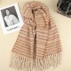 Scarf Women's Winter Korean Version Of High-end All-match Stripes Warm Padded Cashmere Shawl Dual-purpose Student Scarf Tide