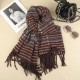 Scarf Women's Winter Korean Version Of High-end All-match Stripes Warm Padded Cashmere Shawl Dual-purpose Student Scarf Tide