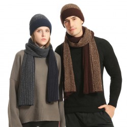 Amazon Autumn And Winter New European And American Wool Hat Suit Color Matching Knitted Hat Thickened Scarf Gloves Three-piece Set