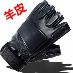 Leather half-finger gloves, sheepskin men's driving sports, suede palm design, cycling tactics, casual fitness gloves