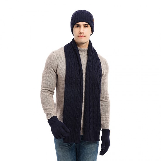 Manufacturers In Europe And The United States For Autumn And Winter Knitted Thickened Wool Cap Classic Twist For Men And Women Warm Hat Scarf Gloves Three Pieces Manufacturers In Europe And The United States For Autumn And Winter Knitted Thickened Wool Cap Classic Twist For Men And Women Warm Hat Scarf Gloves Three Pieces