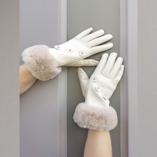 Small Chanel-style diamond-encrusted flower gloves for women in winter, thickened PU fleece five-finger touch screen woolen gloves for cold and wind protection Small Chanel-style diamond-encrusted flower gloves for women in winter, thickened PU fleece five-finger touch screen woolen gloves for cold and wind protection