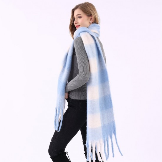 Ac color-blocking scarves, cross-border bestsellers, colorful striped checkered shawls, imitation cashmere scarves, retro shawls, and women's scarves for hair distribution Ac color-blocking scarves, cross-border bestsellers, colorful striped checkered shawls, imitation cashmere scarves, retro shawls, and women's scarves for hair distribution