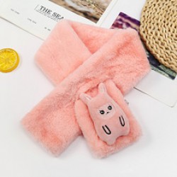 2021 Korean version autumn and winter plush children's scarf, cartoon plush scarf, warm neck for boys and girls, imitation rabbit fur