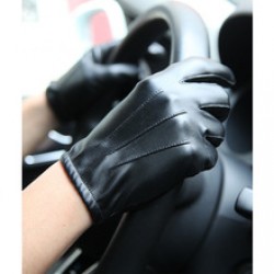 Touchscreen leather gloves for men and women drivers, three-ribbed autumn and winter Korean-style fashionable cycling and driving leather gloves